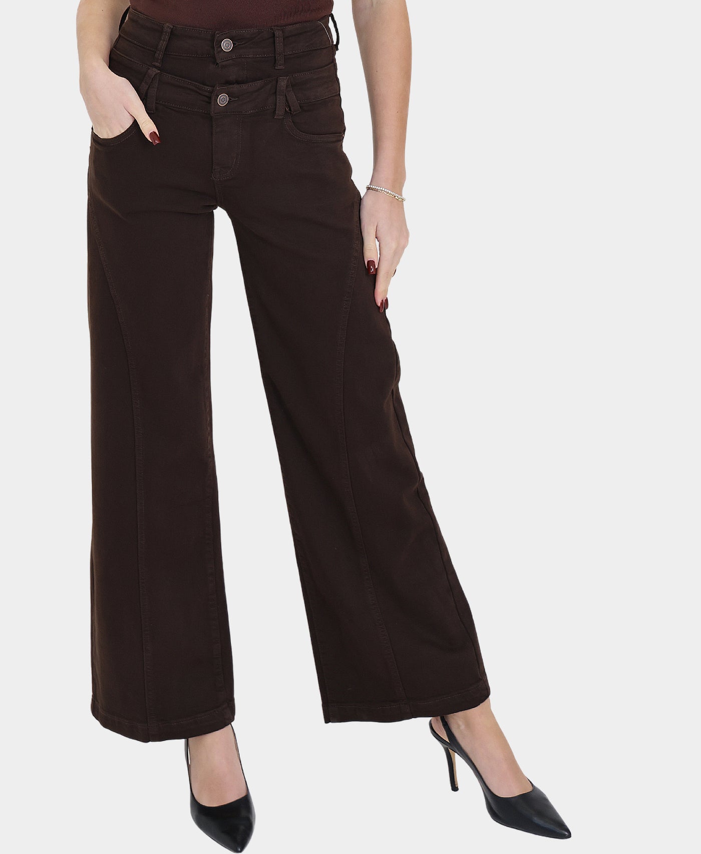 Double Waisted Wide Leg Jeans view 1