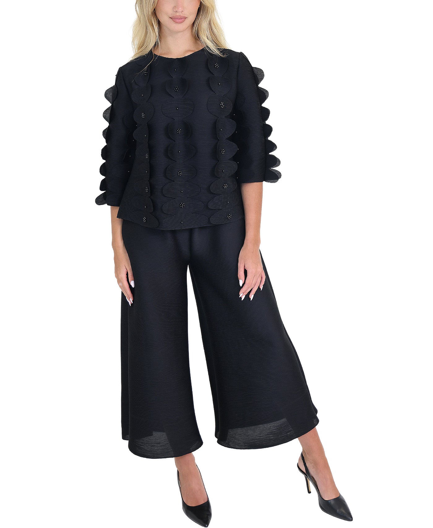 Crinkle Ruffle Top & Pant Set - 2 Pc Set view 1