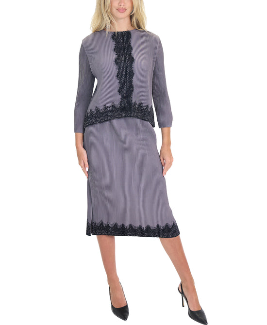 Crinkle Lace Top & Skirt Set - 2 Pc Set view 