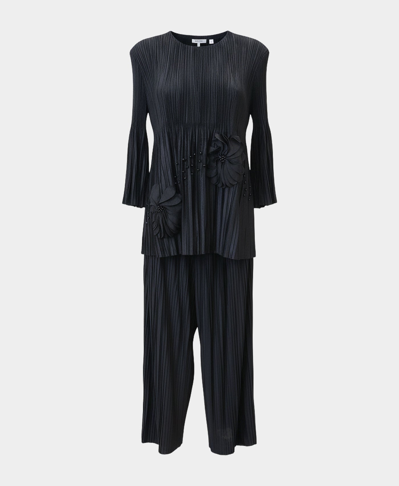 Pleated Top w/ Beading & Pants Set - 2 Pc Set view 3