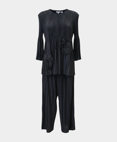 Pleated Top w/ Beading & Pants Set - 2 Pc Set image 3