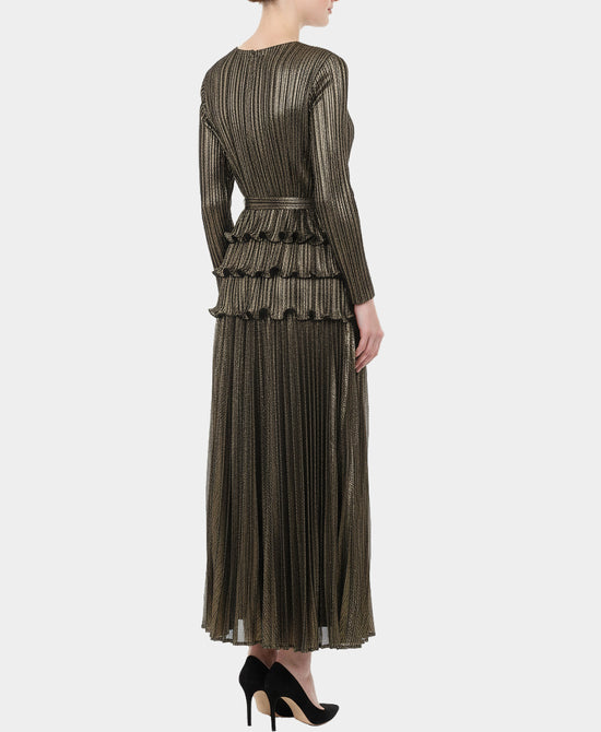 Metallic Plisse Ruffle Top & Pleated Pants Set - 2 Pc Set view 