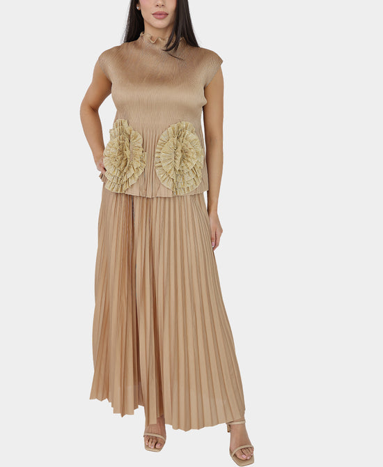 Plisse Pleated Rosette Tank & Skirt Set- 2 Pc Set view 1