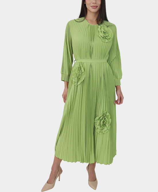 Plisse Pleated Rosette Dress view 1