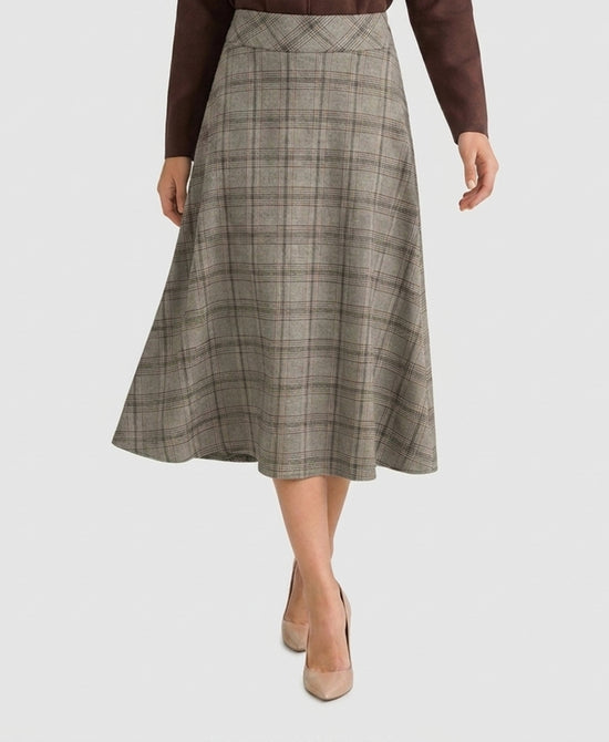 
Plaid Midi Skirt in GREY PLAID view 1