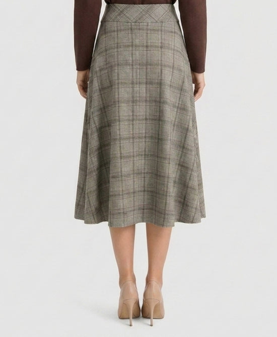 
Plaid Midi Skirt in GREY PLAID view 2