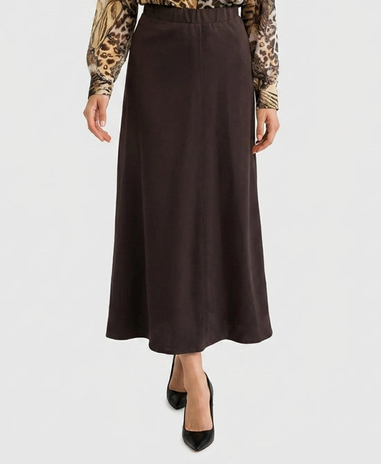 
Faux Suede Maxi Skirt in BROWN view 1