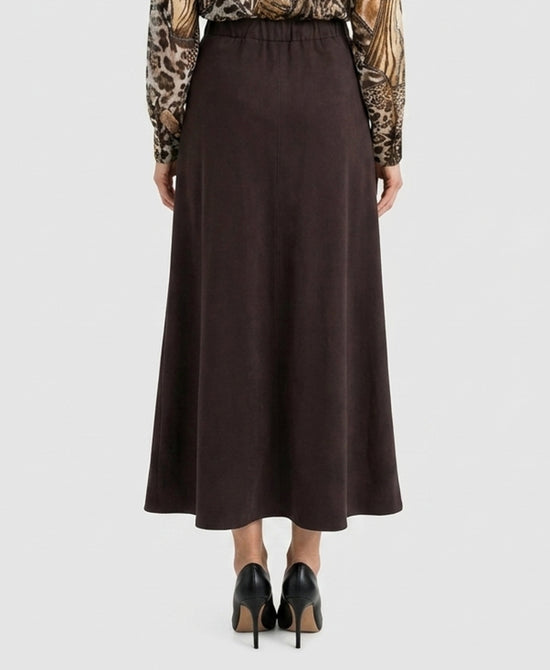
Faux Suede Maxi Skirt in BROWN view 2