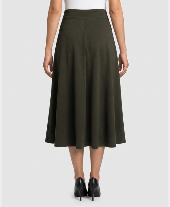 
Center Pleat Midi Skirt in OLIVE view 2