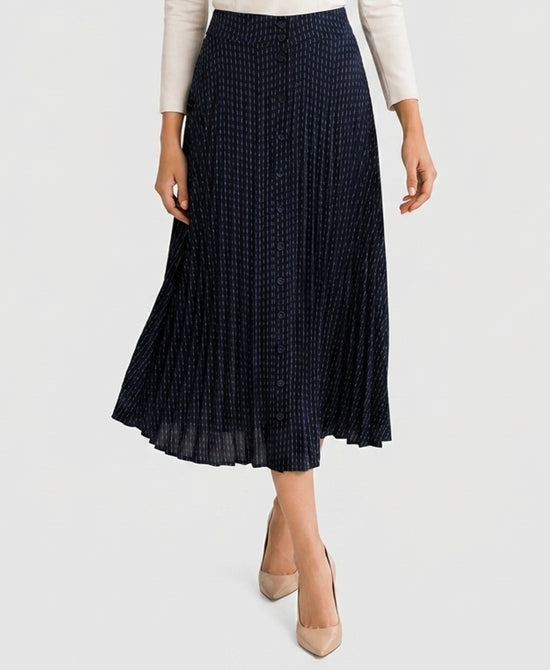 
Pleated Stripe Maxi Skirt in NAVY view 1