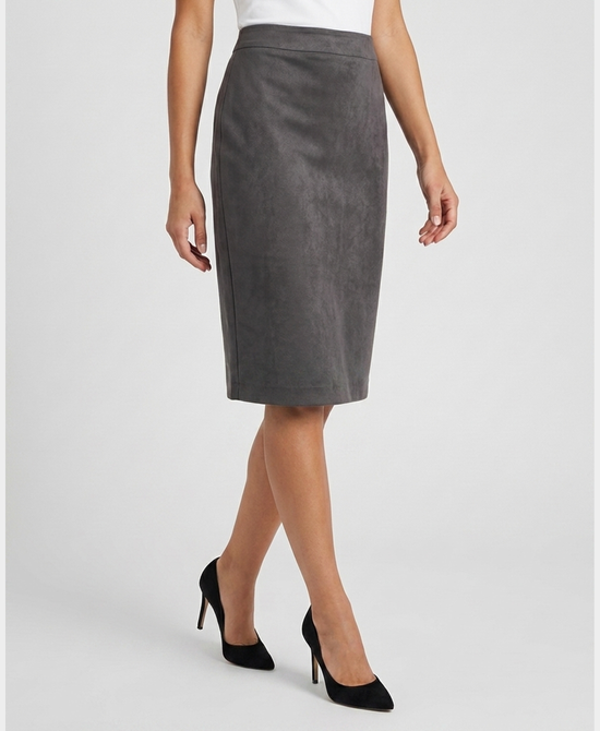 
Faux Suede Pencil Skirt in GREY view 1