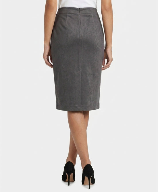
Faux Suede Pencil Skirt in GREY view 2