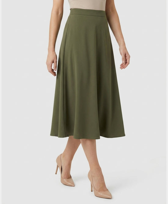 
Solid Maxi Skirt in OLIVE view 1