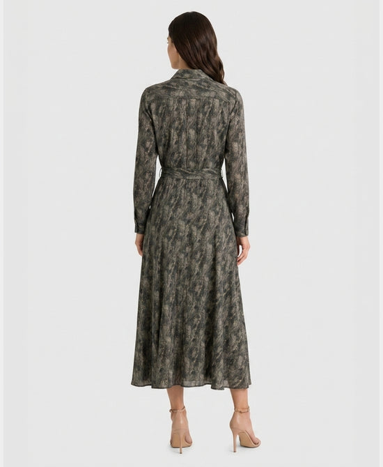 
Print Shirt Dress in GREEN view 2