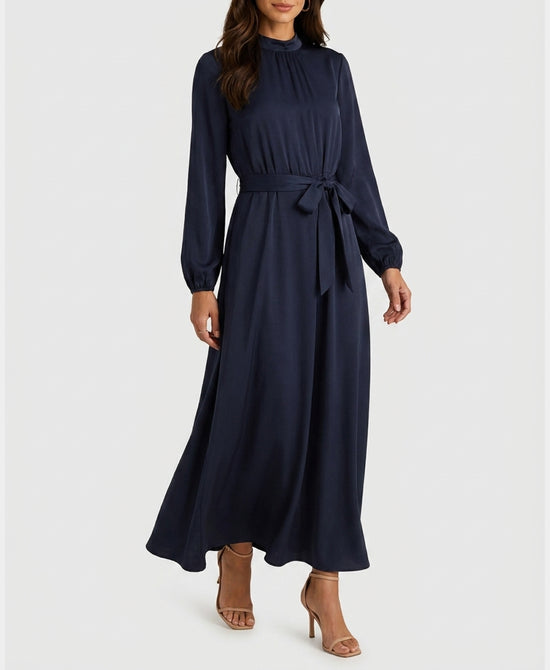 
Satin Maxi Dress in NAVY view 1