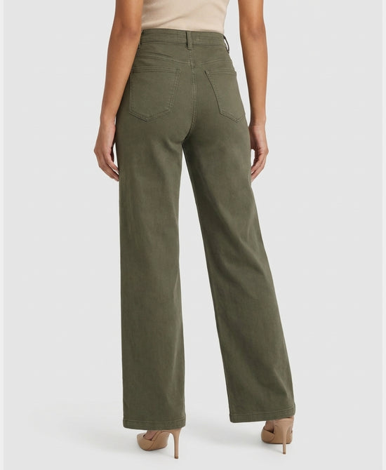 
Button Front Crop Jeans in OLIVE view 2