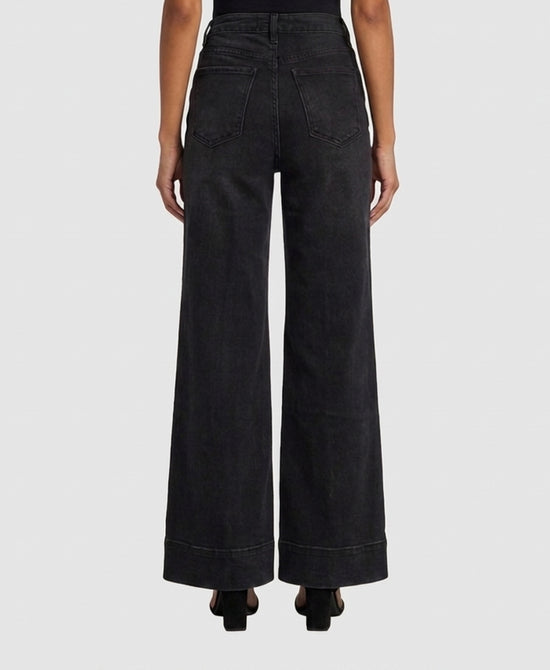 
Band Detail Wide Leg Jeans in grey black view 2