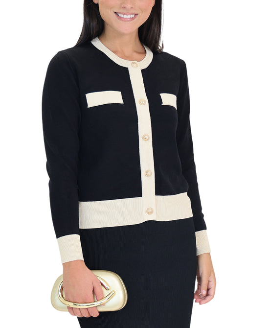 Cardigan Sweater w/ Contrast Trim view 