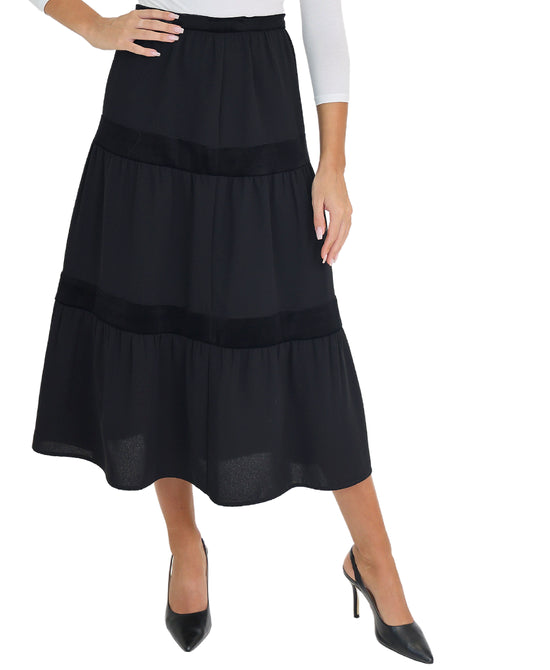 Velvet Trim Midi Skirt view 