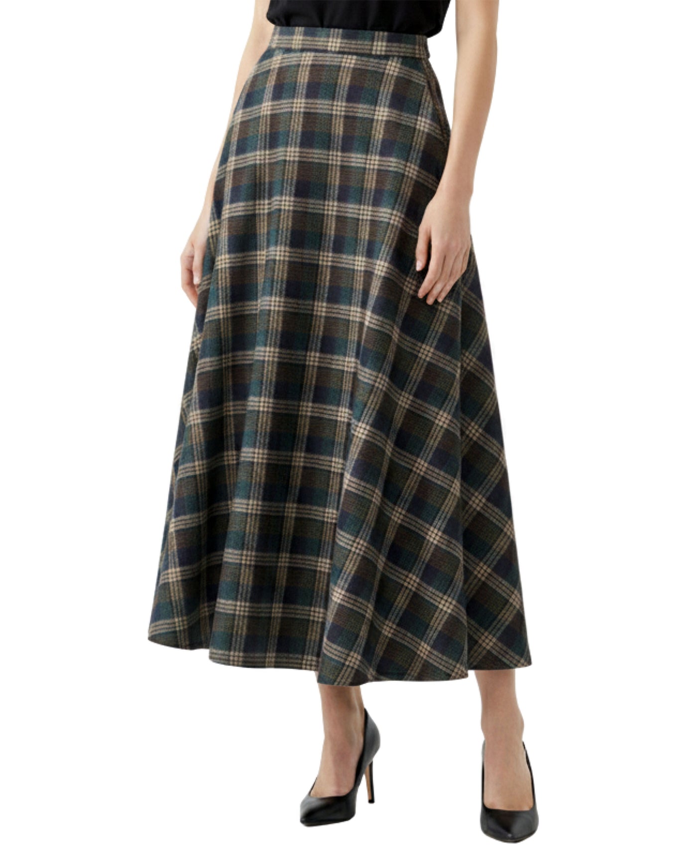 Plaid Midi Skirt view 1