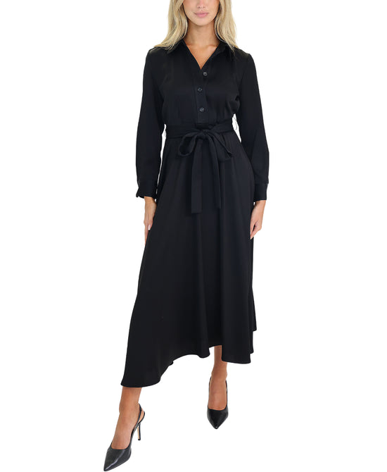 Satin Midi Shirt Dress view 