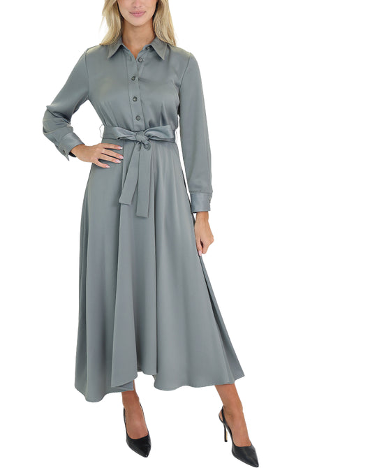 Satin Midi Shirt Dress view 