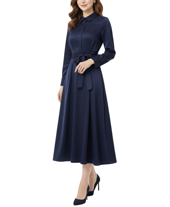 Satin Midi Shirt Dress view 