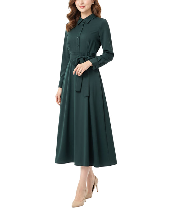Satin Midi Shirt Dress view 