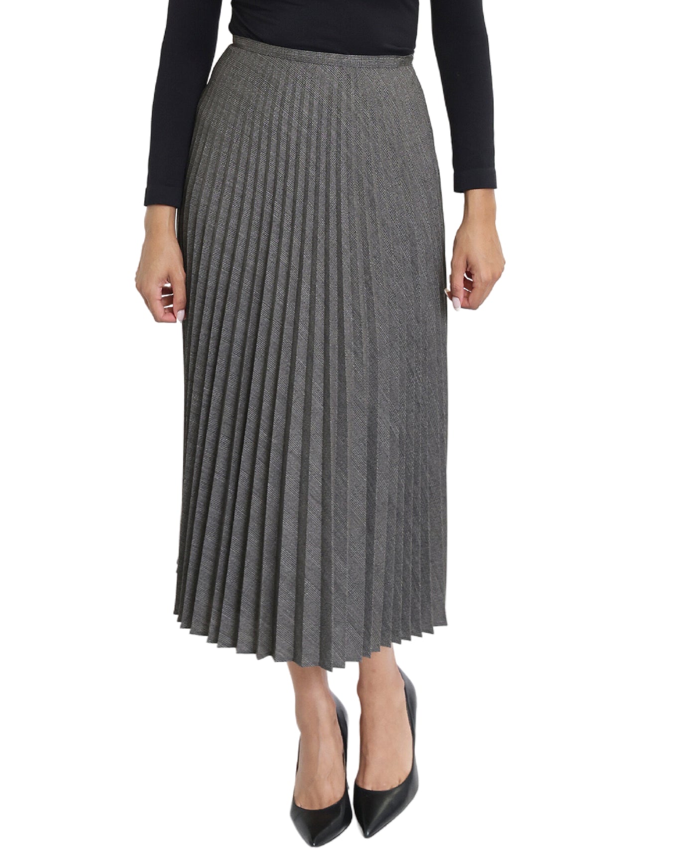 Plaid Pleated Midi Skirt image 1