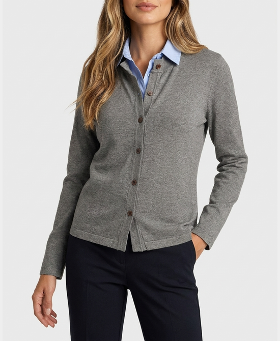 
Knit Top w/ Shirt Trim in GREY/BLUE view 1