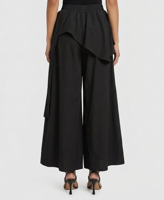 
Wide Leg Pants w/ Overlay Detail in BLACK view 2