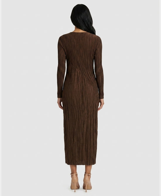 
Plisse Maxi Dress in BROWN view 2