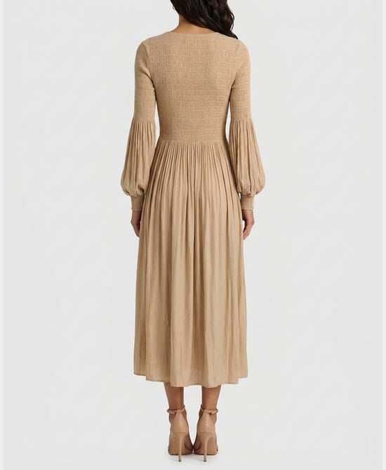 
Plisse Pleated Maxi Dress in BEIGE view 2
