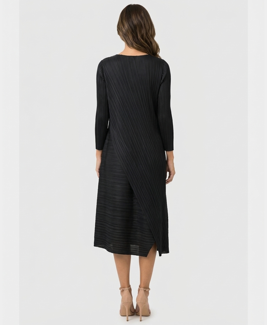 
Plisse Overlay Midi Dress in BLACK view 2