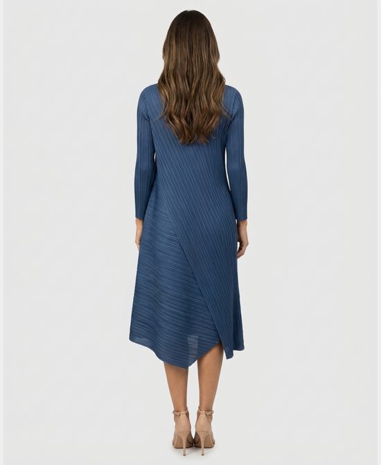 
Plisse Overlay Midi Dress in BLUE view 2