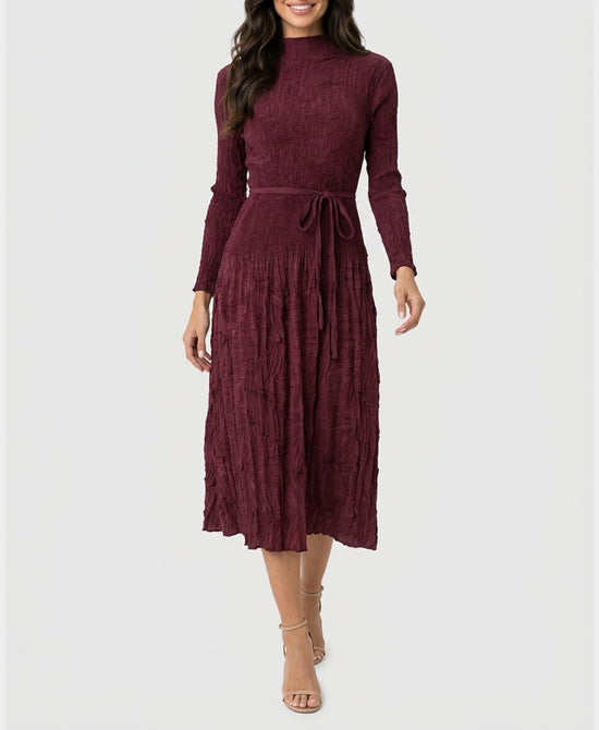 
Crinkled Maxi Dress in BURGUNDY view 1