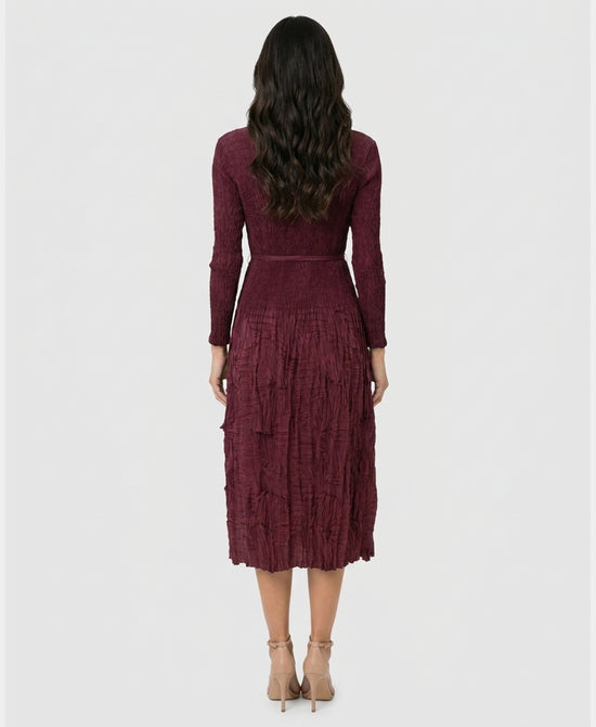 
Crinkled Maxi Dress in BURGUNDY view 2
