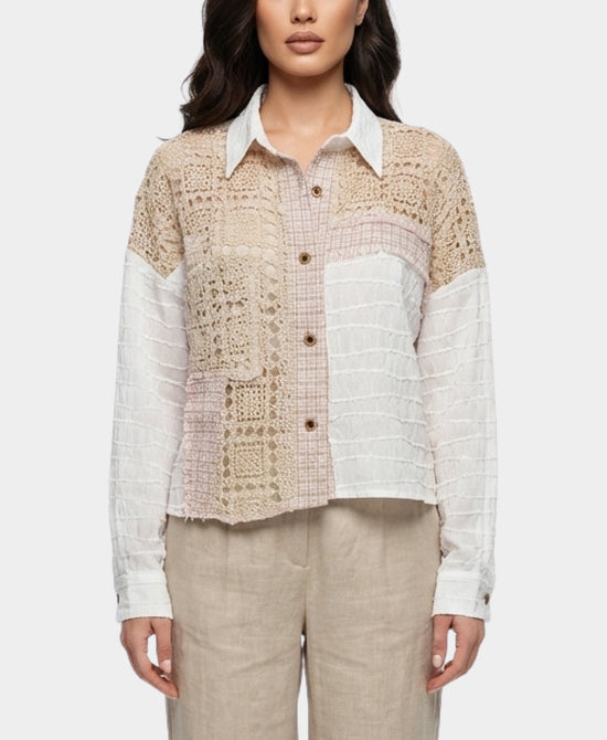 Crochet & Tweed Trim Top view 1