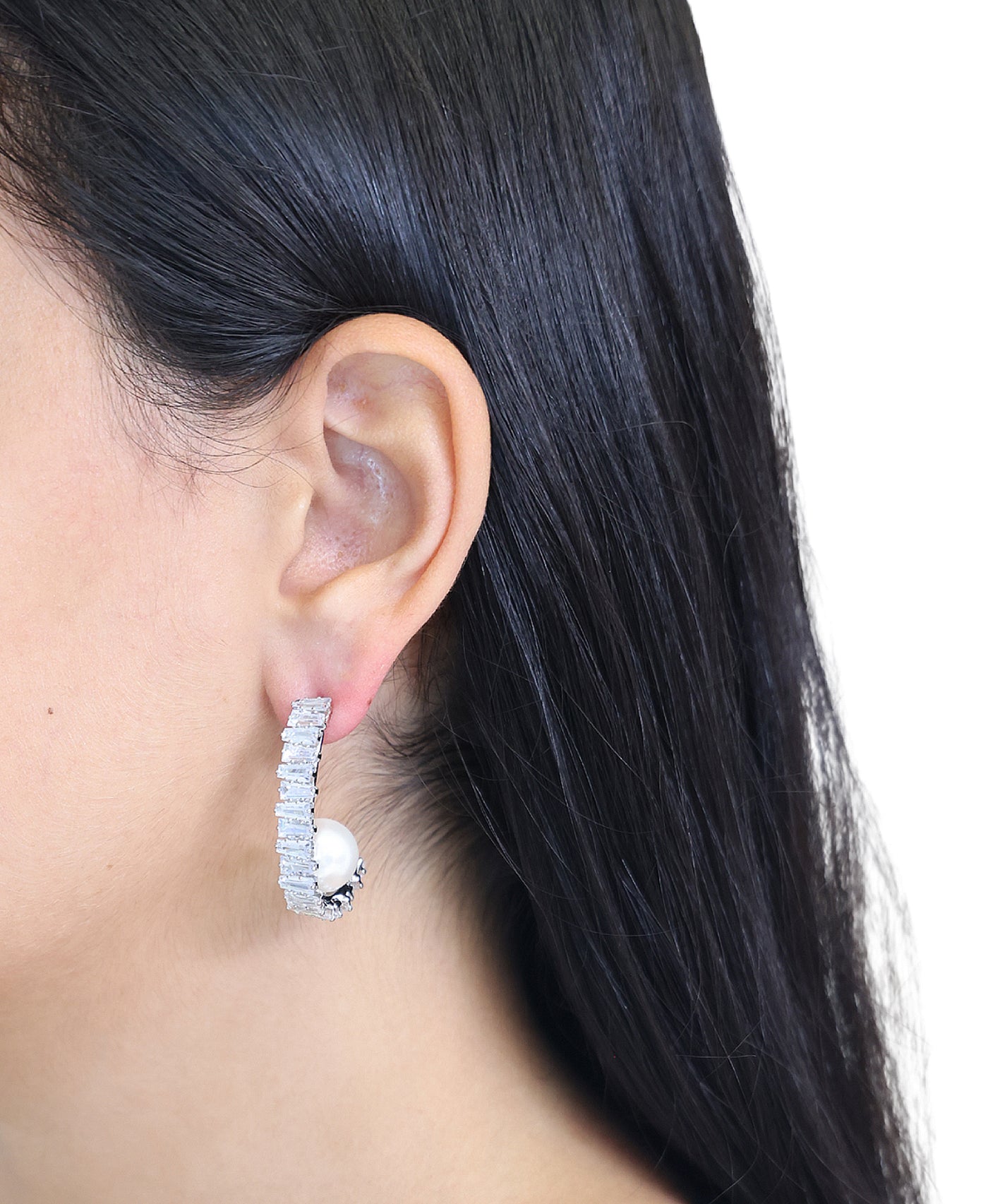 Hoop w/ Faux Pearl Earrings view 1