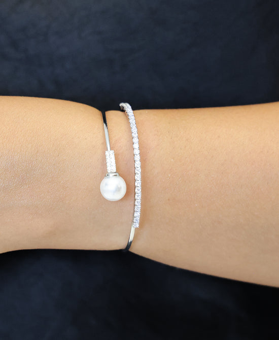 Double Cuff Faux Pearl Bracelet view 