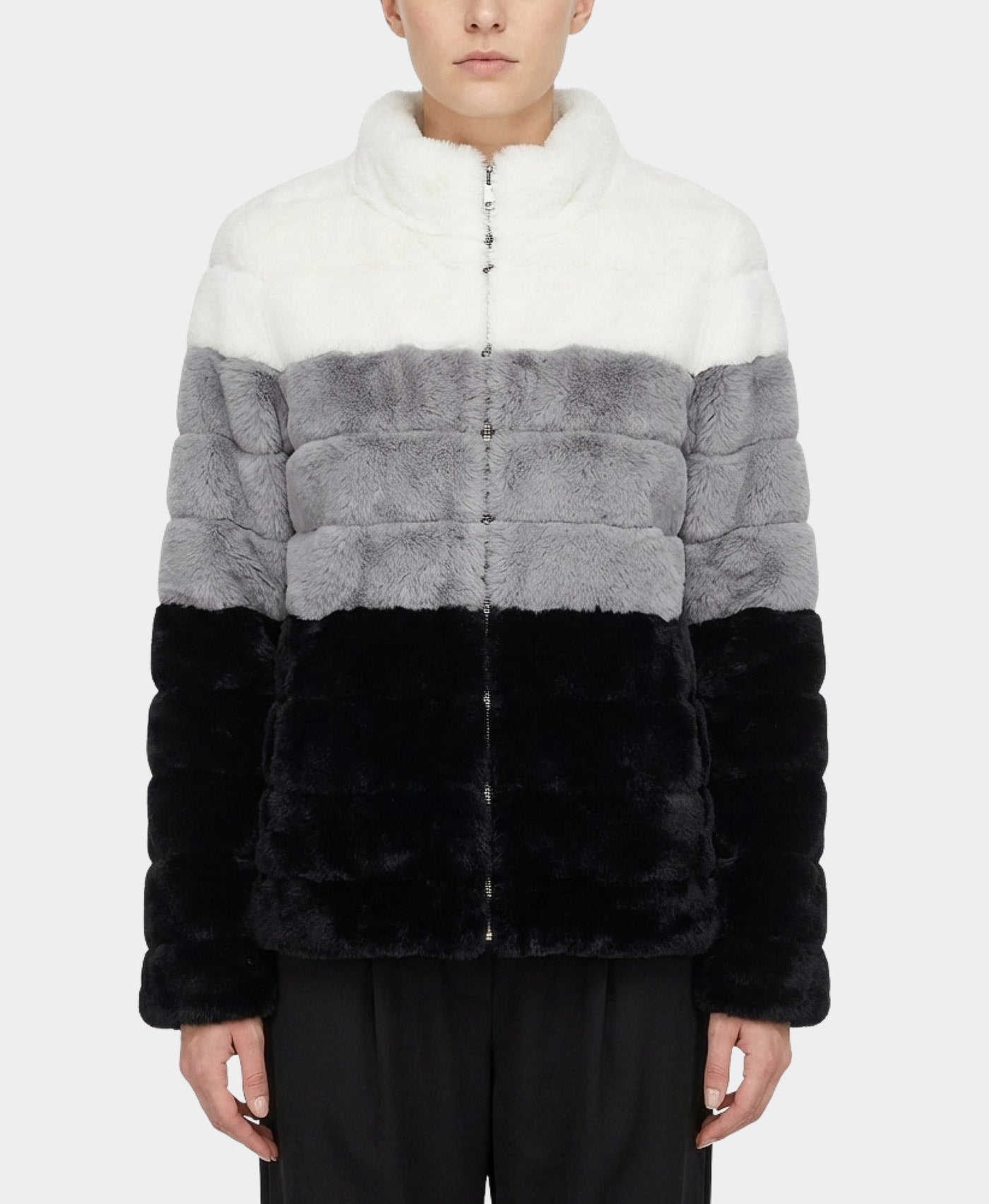 Color Block Fur Jacket view 1