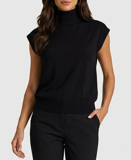 
Knit Top w/ Neck Tie in BLACK view 1