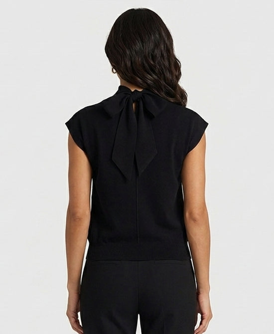 
Knit Top w/ Neck Tie in BLACK view 2
