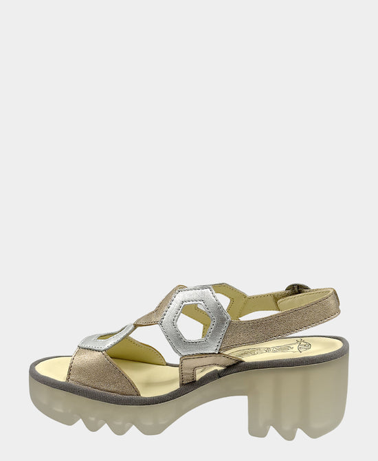 Leather Metallic Heeled Sandal view 2