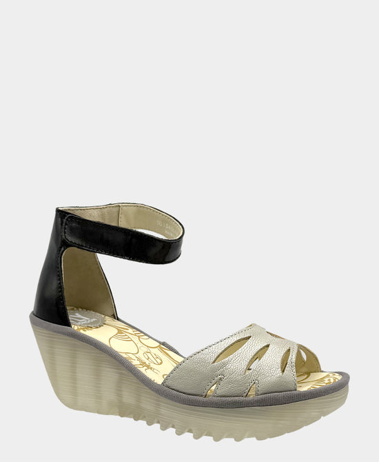 Leather Wedge Sandal w/ Cutouts view 1