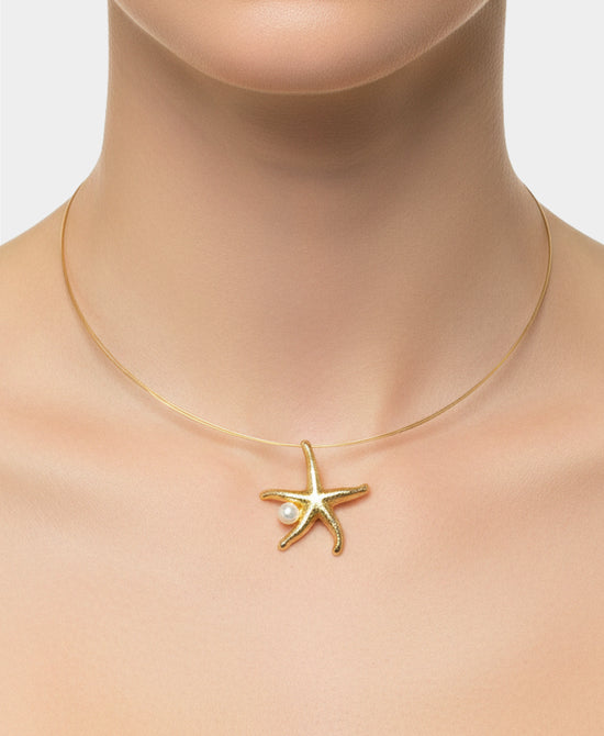 Starfish Pendant Necklace w/ Pearl view 1