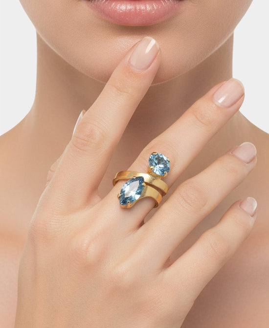 Genuine Crystal Double Stone Ring view 1