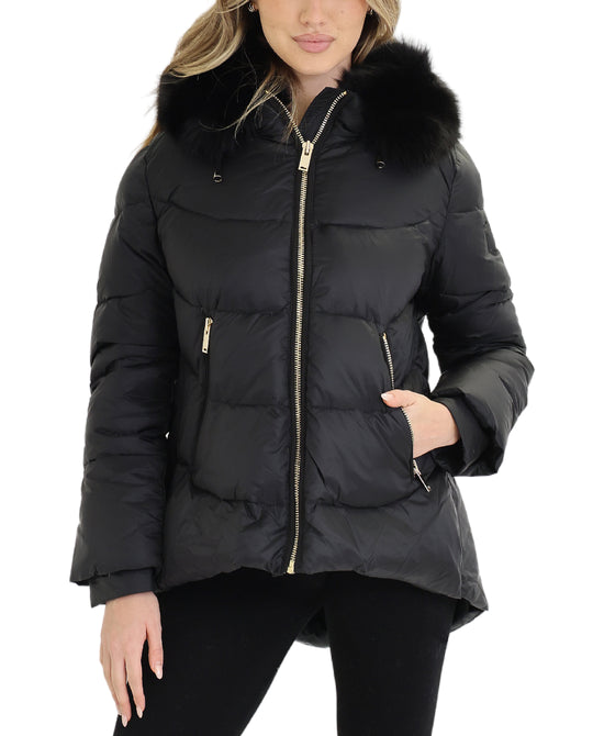 Hi-Lo Puffer Jacket w/ Fox Fur Hood view 