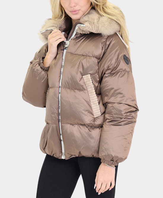 Down Puffer Jacket w/ Fox Fur Trim Hood view 