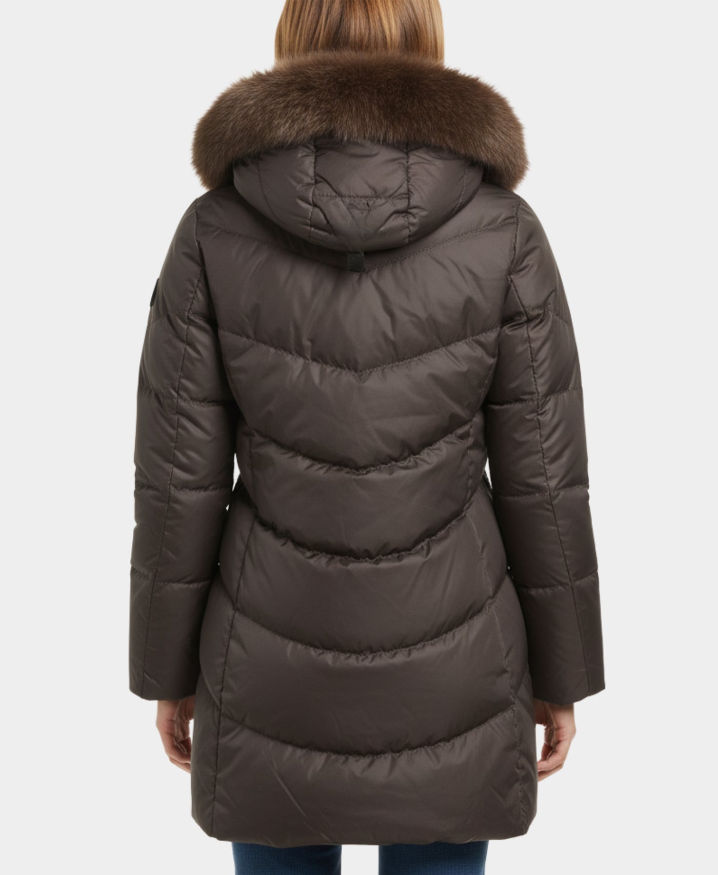 Down Puffer Jacket w/ Fox Fur Trim Hood view 2